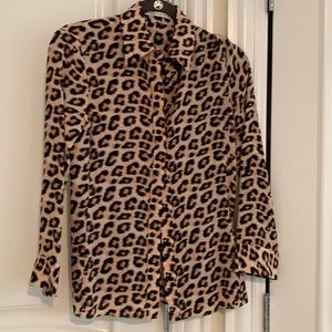 Alice & Olivia silk leopard print top